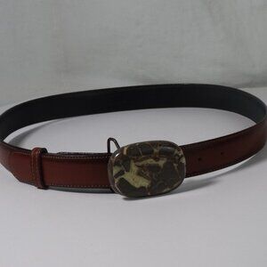 Unique Stone Buckle Brown Belt